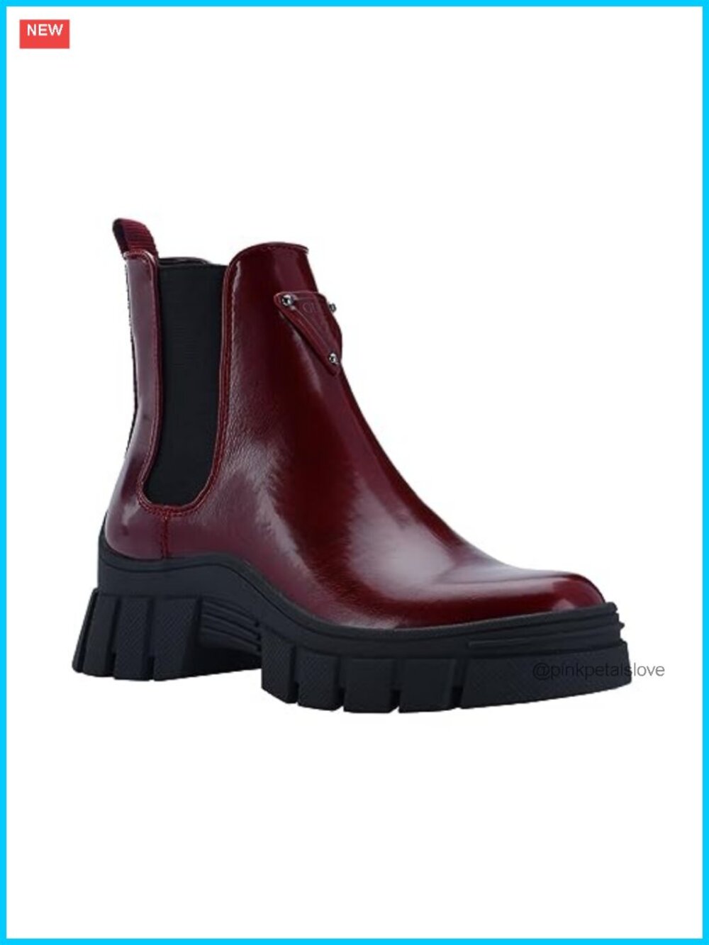 Faux Leather Chelsea Ankle Bootie with Chunky Lug Sole and Pull-On